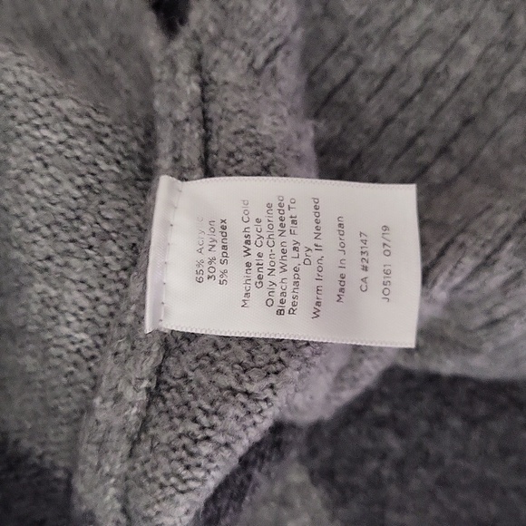 Talbots Womens Medium Grey Pink‎ Stripe Turtleneck Sweater Warm Winter Casual - Picture 3 of 5